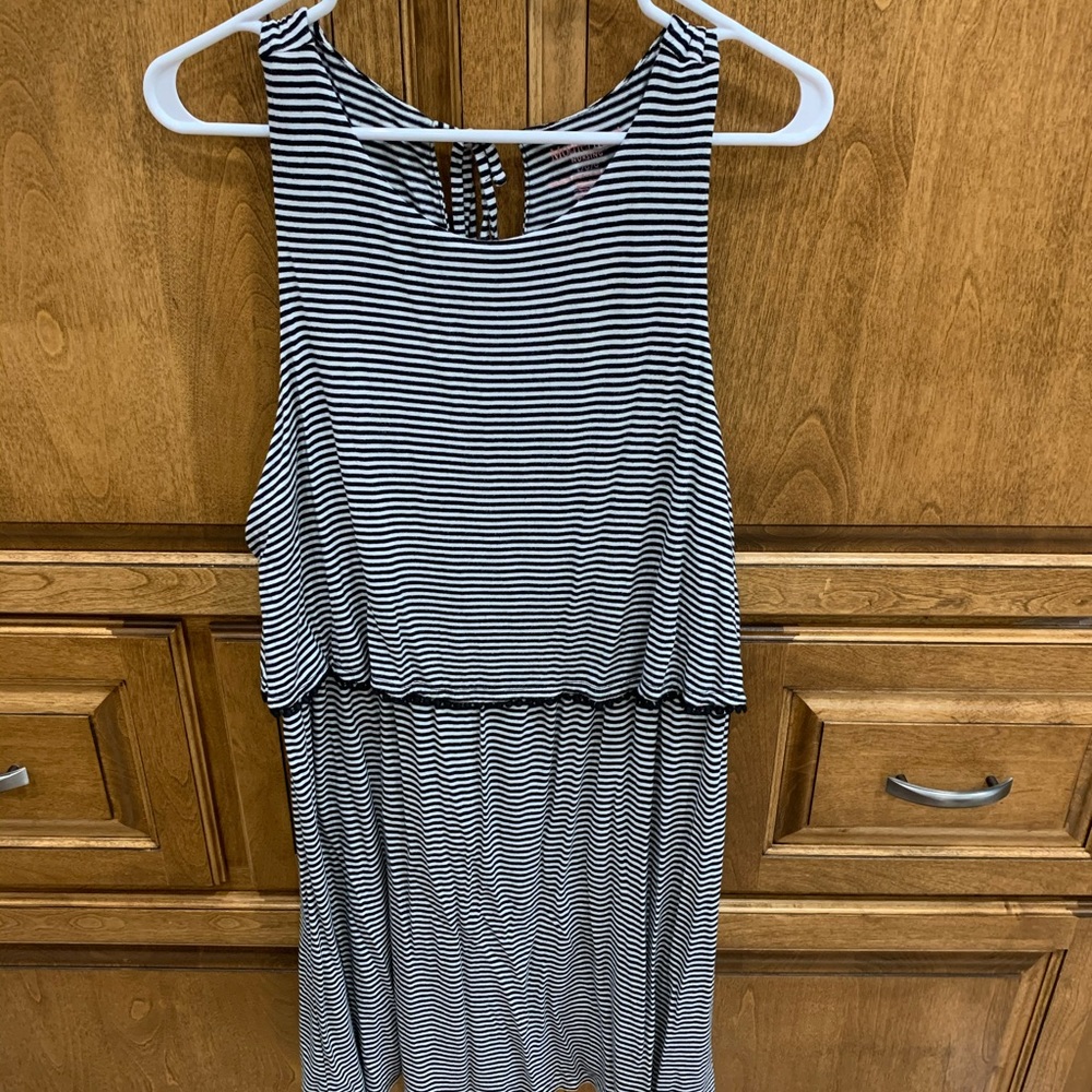 Black and white striped nursing dress